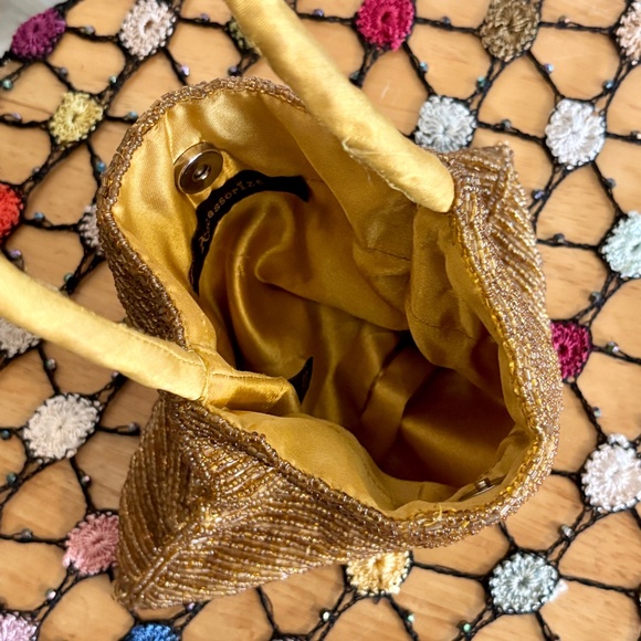 Vintage Gold Beaded Mini Bag 80s 90s - Picture 3 of 5